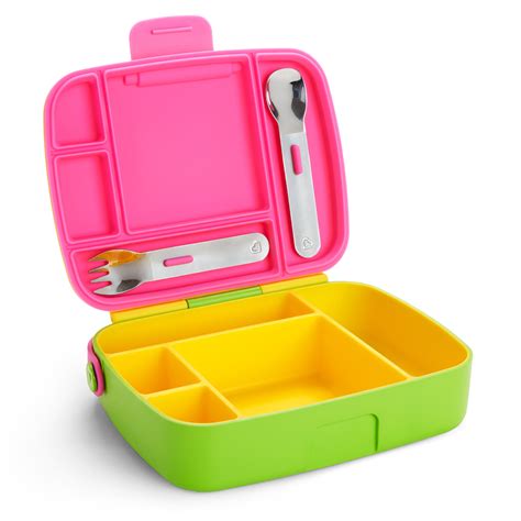 munchkin lunch bento box with stainless steel utensils|Lunch™ Bento Box with Stainless Steel Utensils.